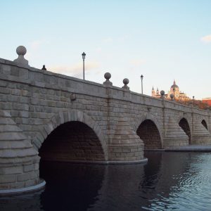 Puente de Segovia (a bridge) in Madrid (Spain). Projected by Juan de Herrera and built in 1584.